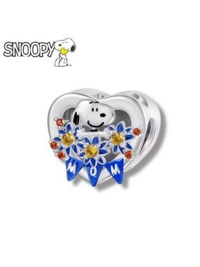 Pandora Snoopy Mom Heart Charm with Blue, Yellow and Orange Accents